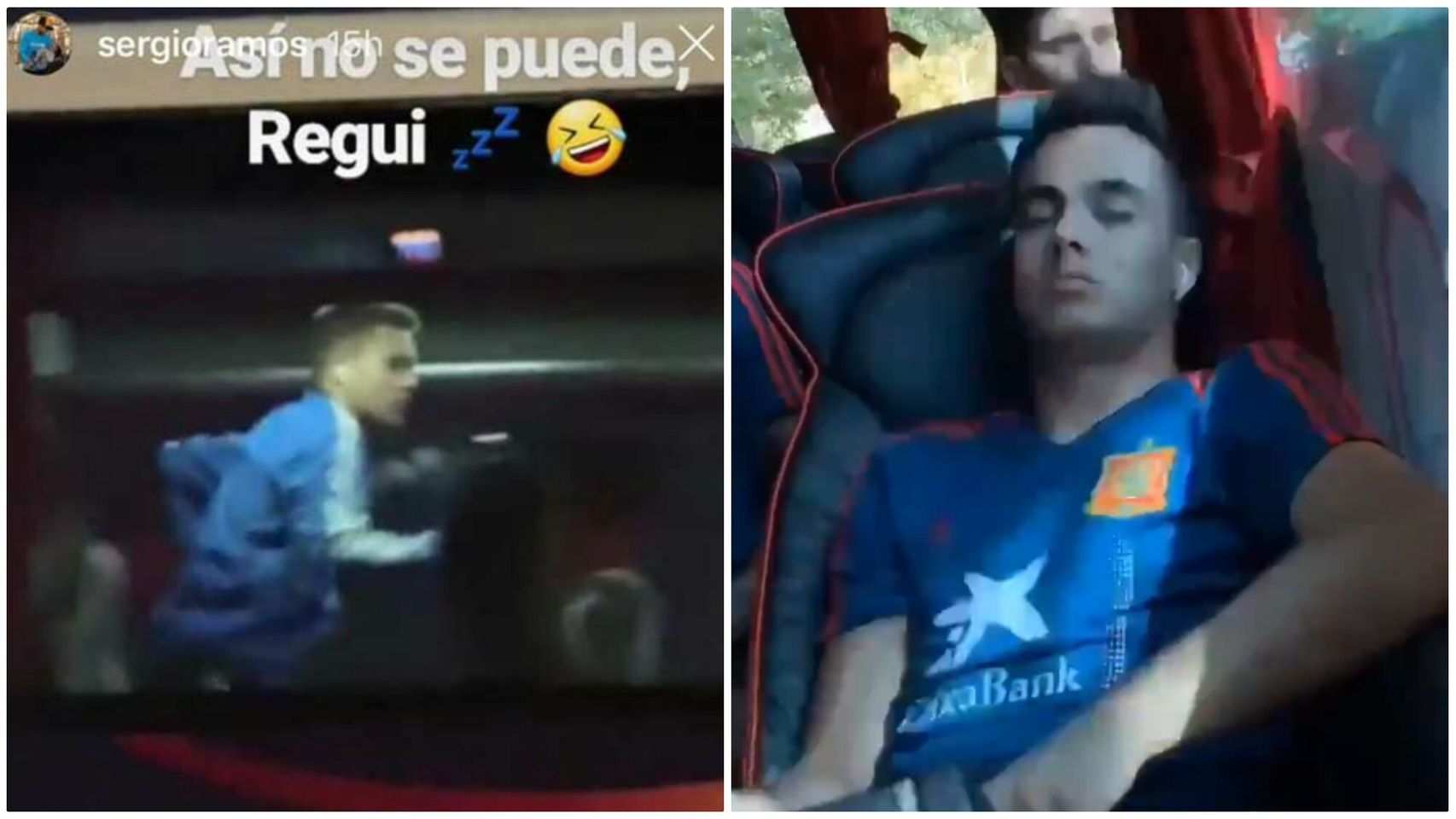 Reguilón lo hace de nuevo: se duerme en el bus de la Selección y Mayoral le caza