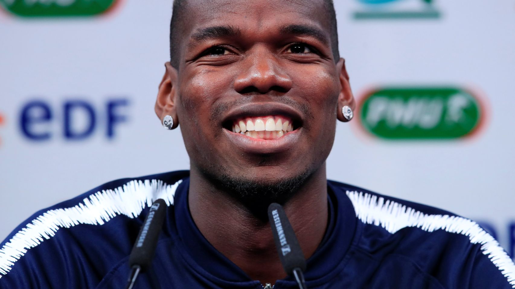 Paul Pogba, durante una conferencia de prensa con Francia