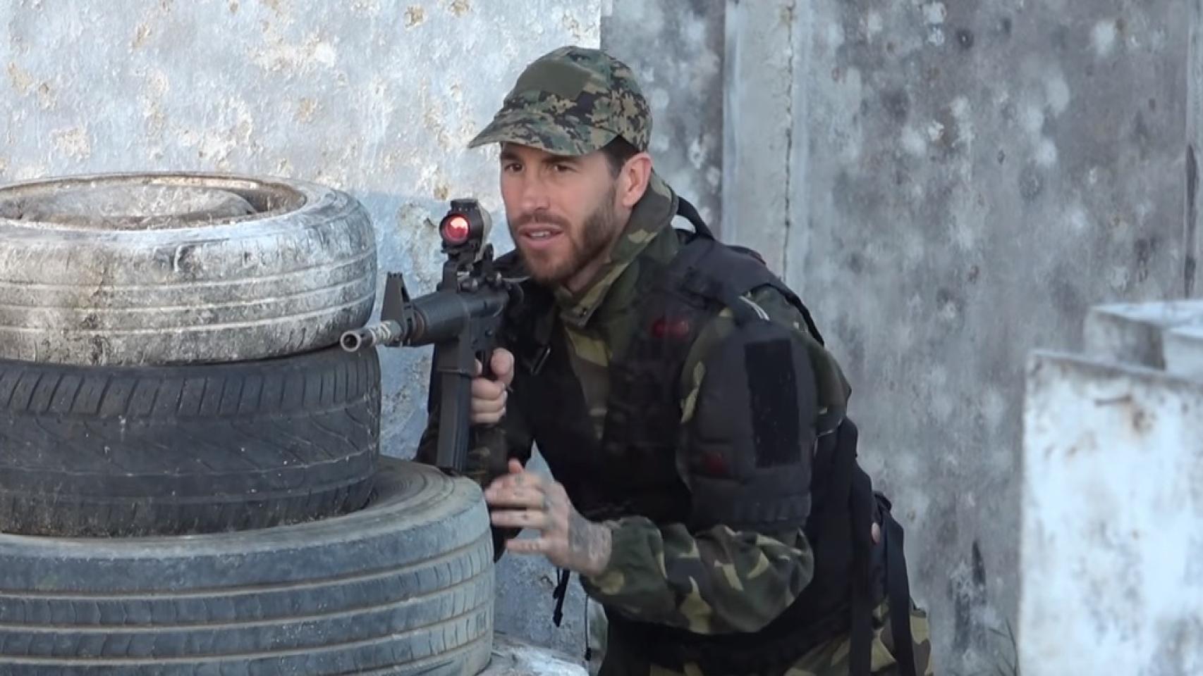 Sergio Ramos jugando al 'Láser tag'