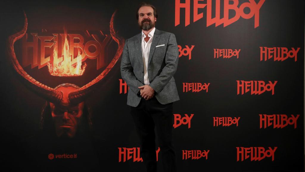 El actor estadounidense David Harbour, durante el pase gráfico de Hellboy.