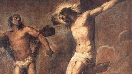 Imagen de San Dimas el Buen Ladrón junto a Jesús