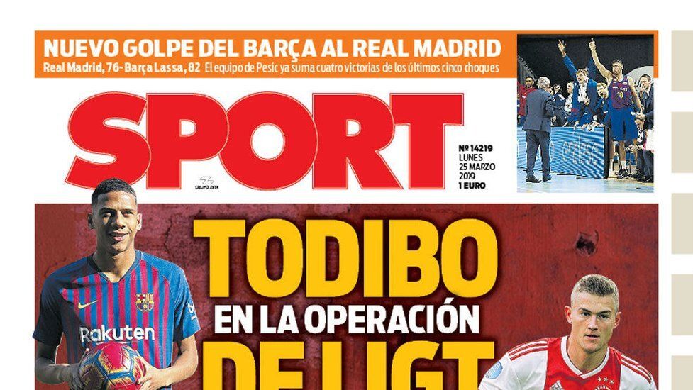 La portada del diario Sport (25/03/2019)