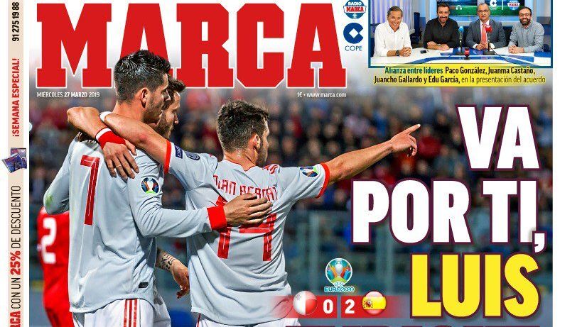 La portada del diario MARCA (27/03/2019)