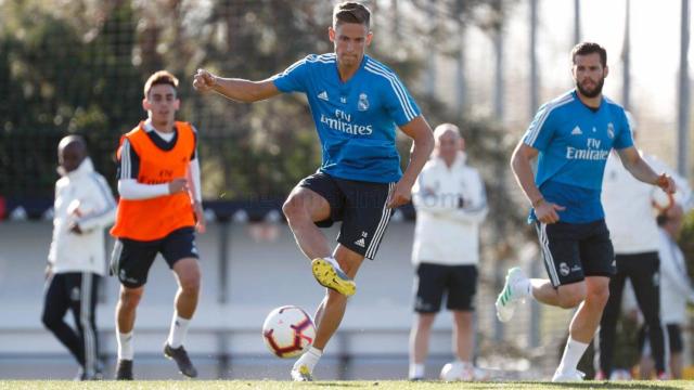 Marcos Llorente, en un entrenamiento del Real Madrid