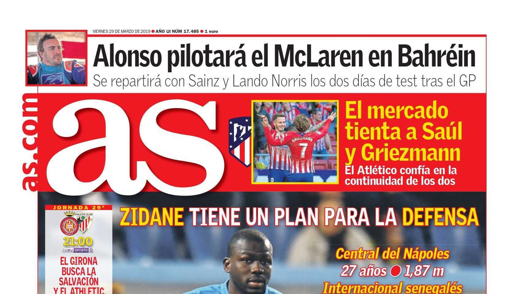 Portada Diario AS (29/03/2019)