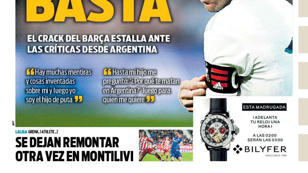 La portada del diario Sport (30/03/2019)