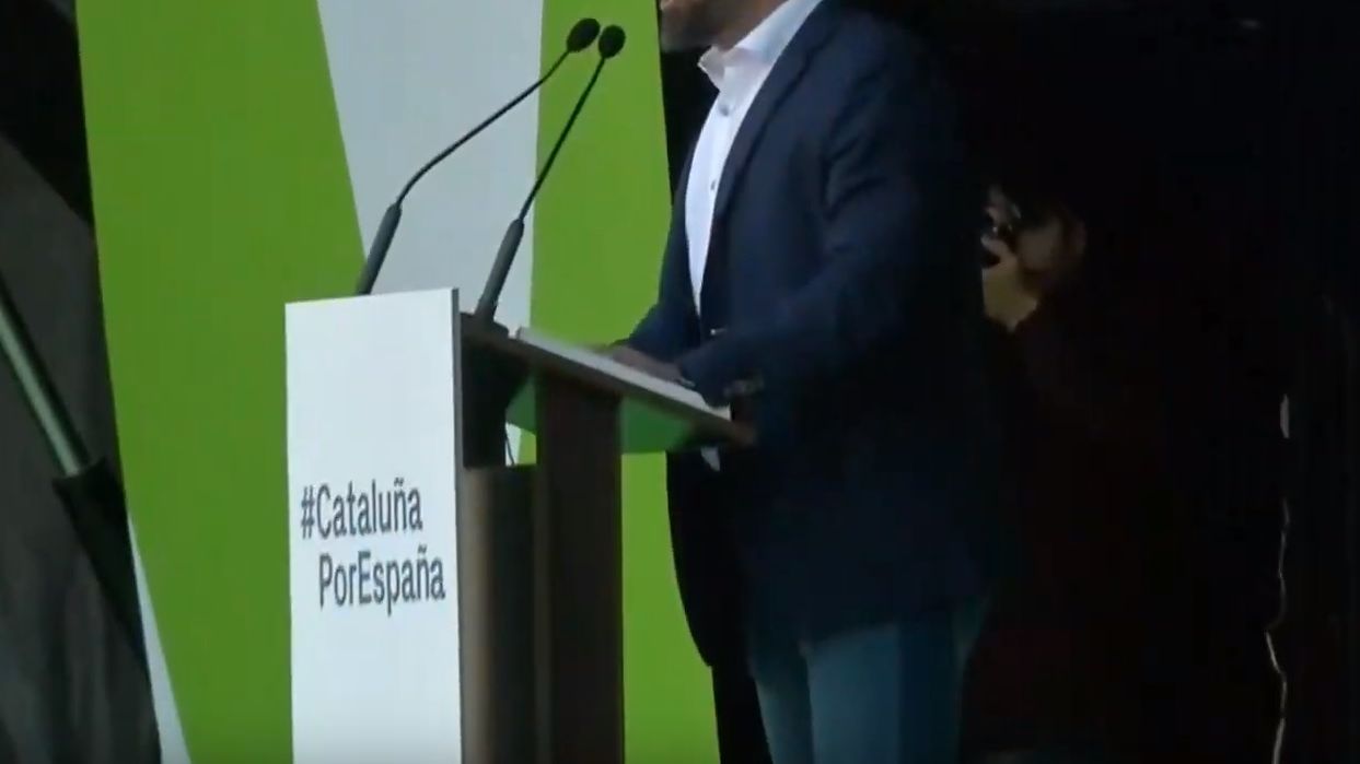 Santiago Abascal durante su mitin en Barcelona.