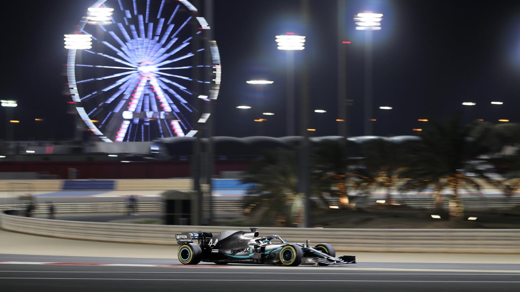 Hamilton, durante un momento del GP de Bahréin