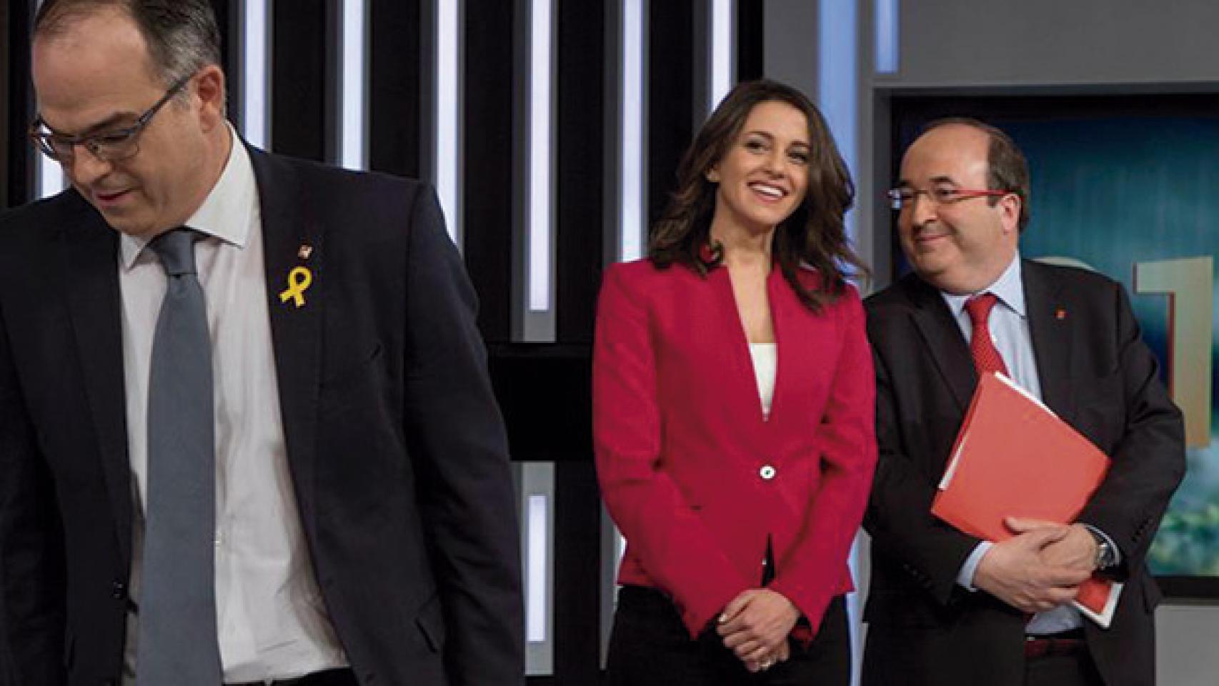 Inés Arrimadas y Miquel Iceta, durante un debate en TVE.