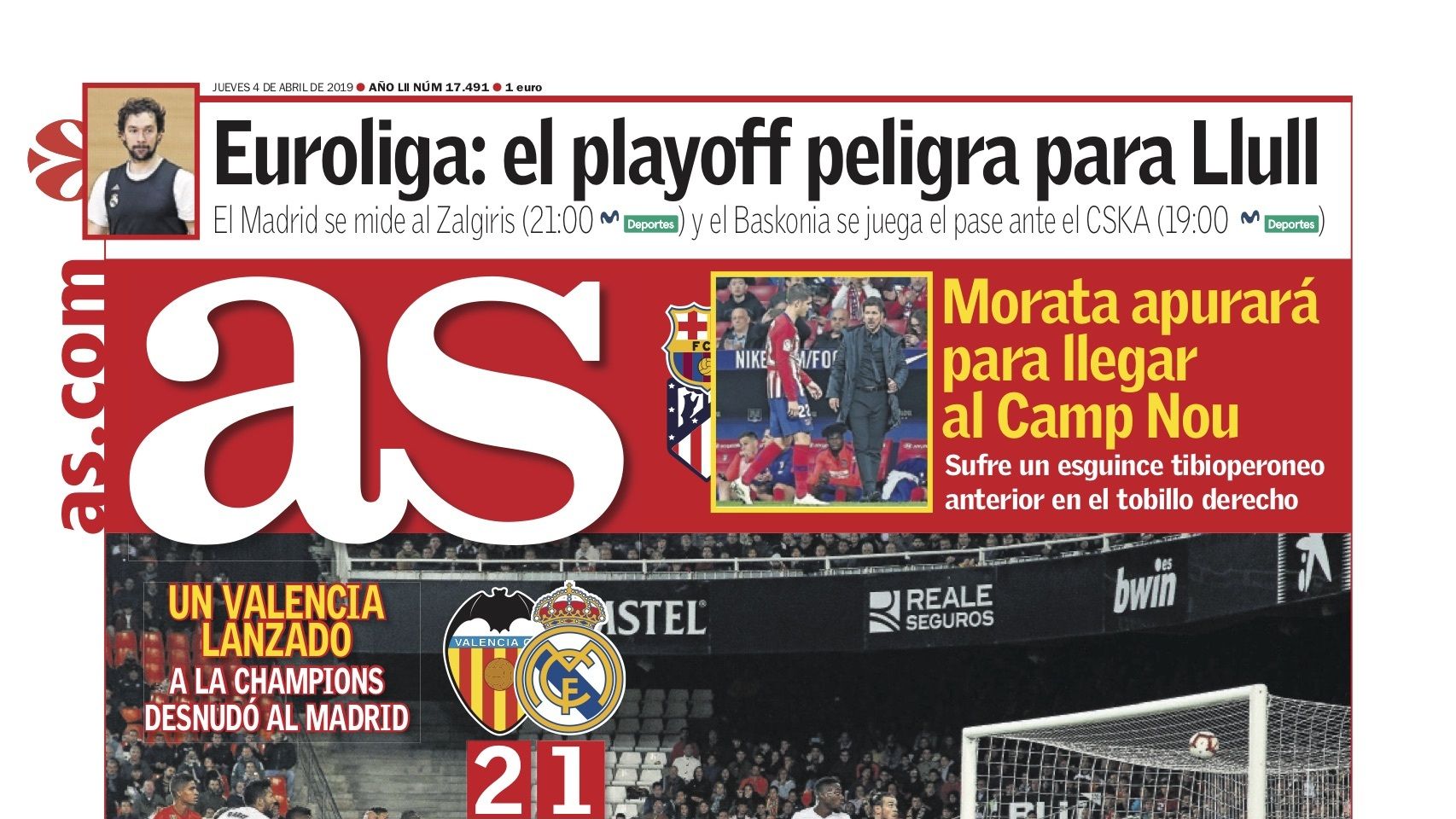 Portada diario AS (4/4/2019)