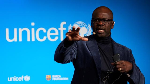 Lilian Thuram en un acto de UNICEF