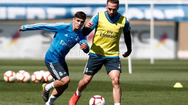 Carvajal entrena junto a Brahim en Valdebebas