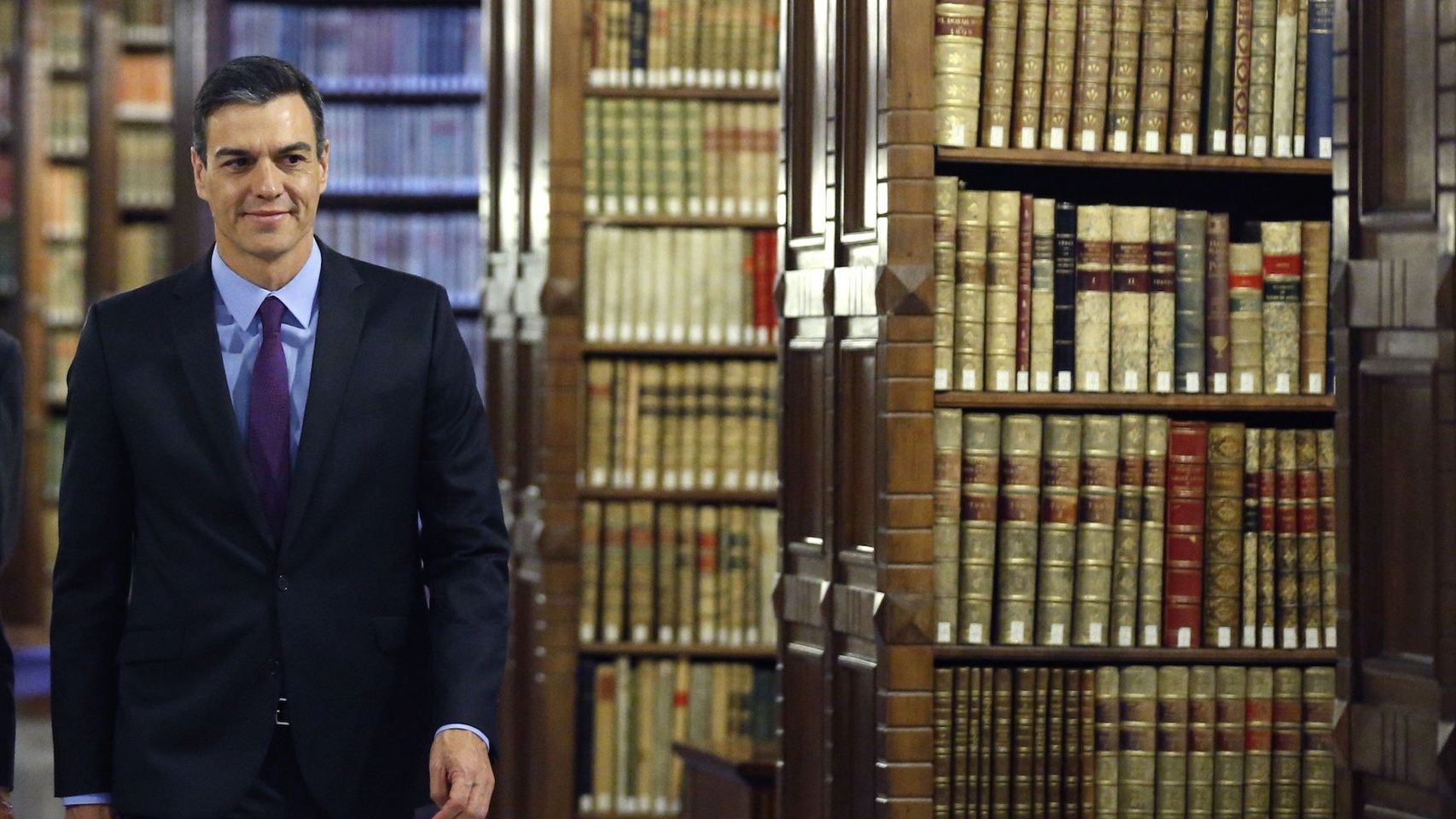 Pedro Sánchez, este jueves en la Real Academia de la Lengua.