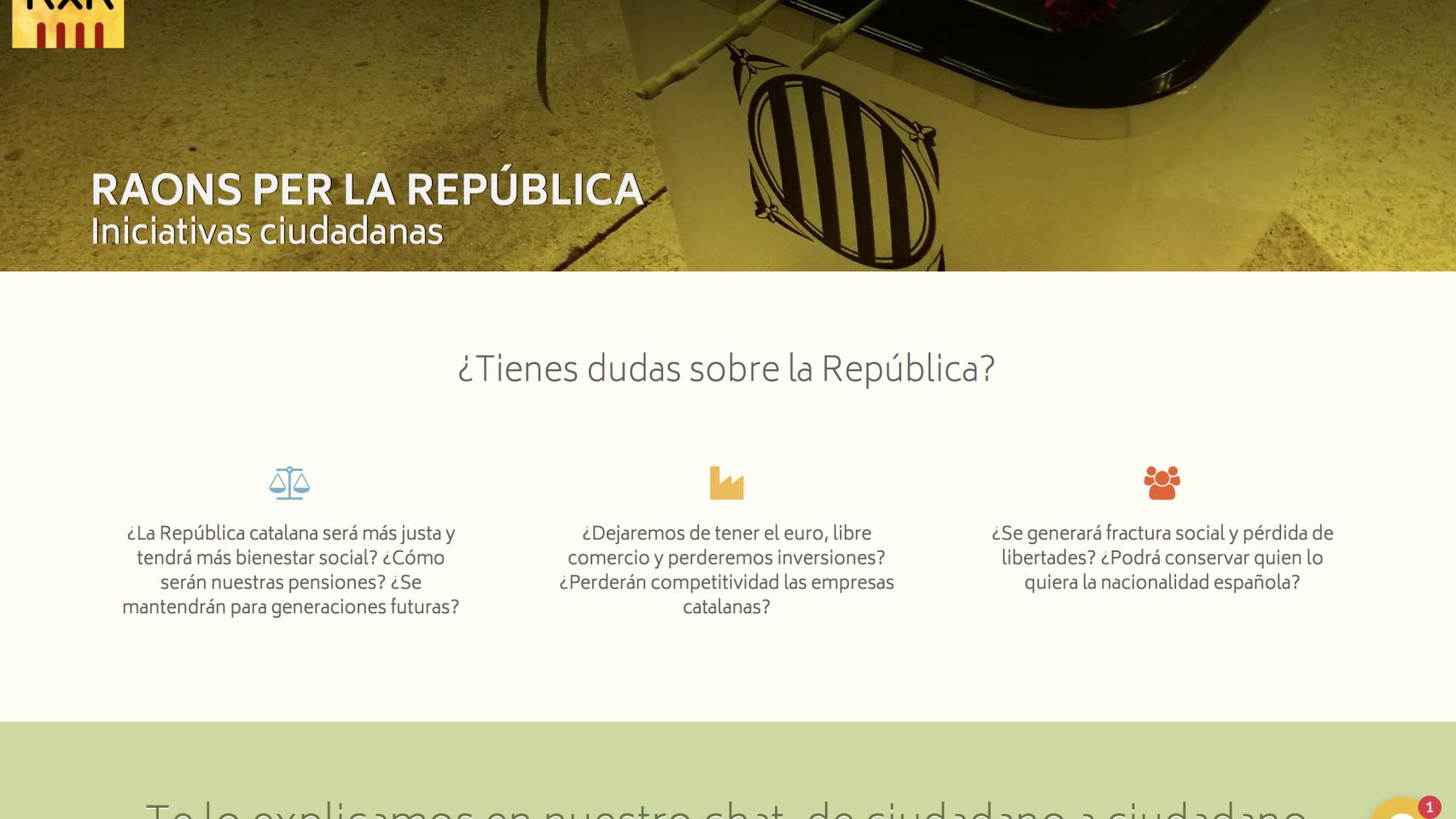 Página de bienvenida de Razones por la República.
