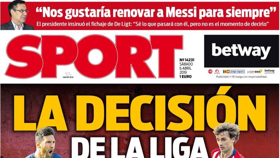 Portada del Diario Sport (6/4/2019)