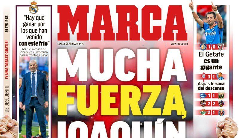 La portada del diario MARCA (08/04/2019)