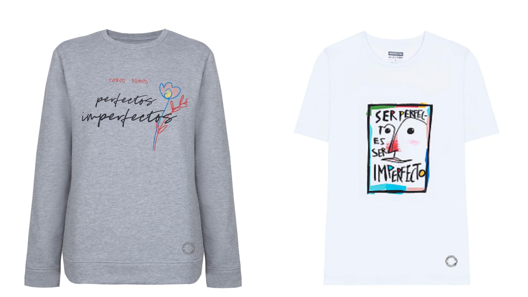 Una sudadera y una camiseta de la colección conjunta de Cortefiel y Fundación Cadete.