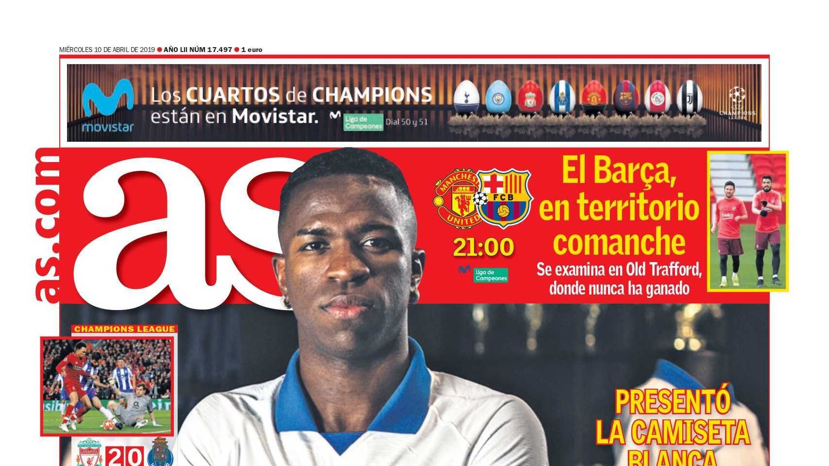 La portada del diario AS (10/04/2019)