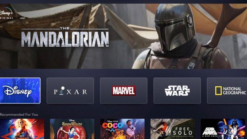 Interfaz de Disney+ y anuncio de su serie sobre Star Wars.