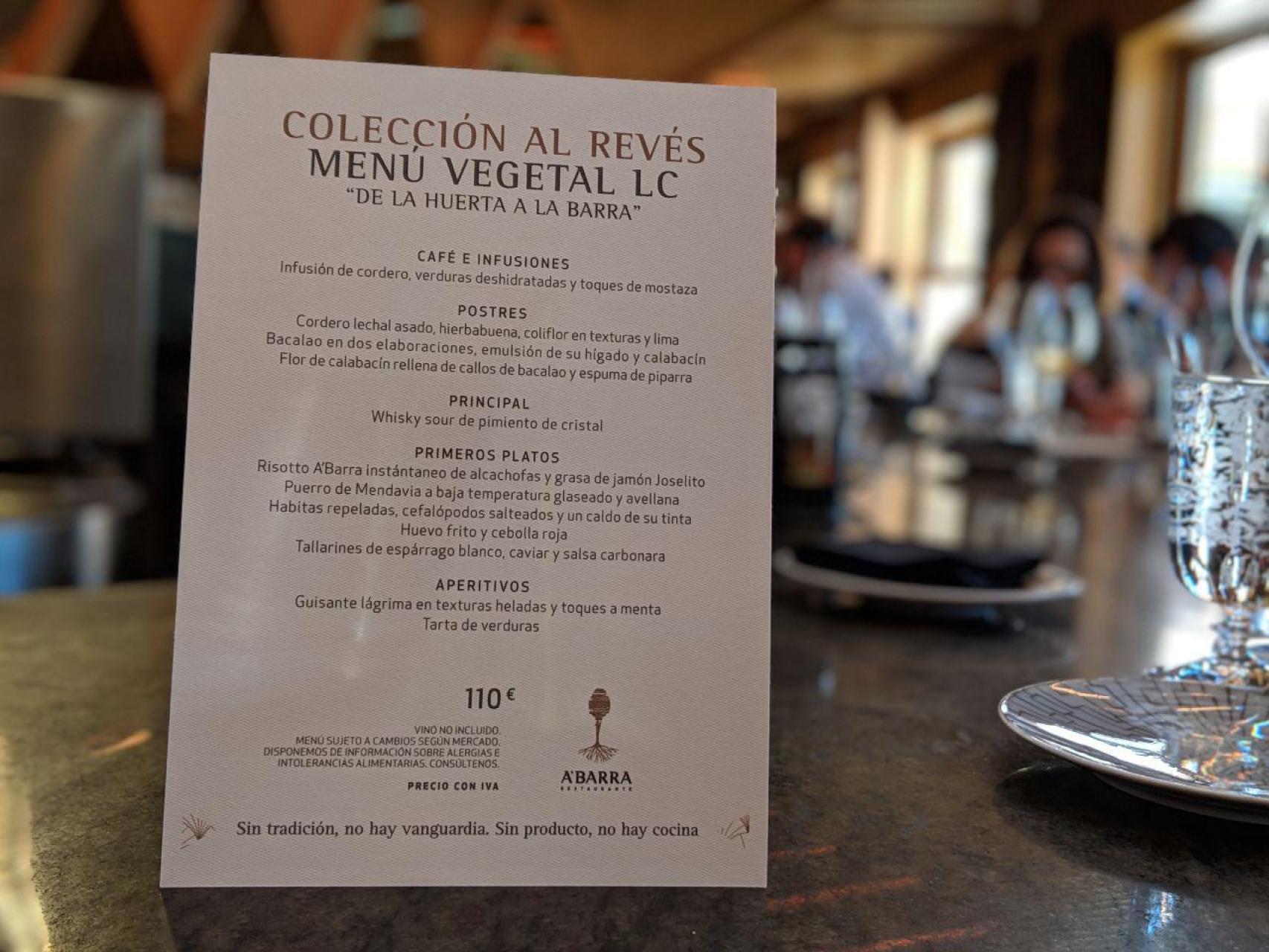 El nuevo menú de A'Barra empieza por el postre y acaba en el aperitivo