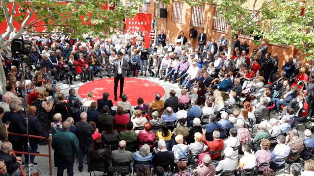 Pedro Sánchez, en un acto en Leganés este lunes.