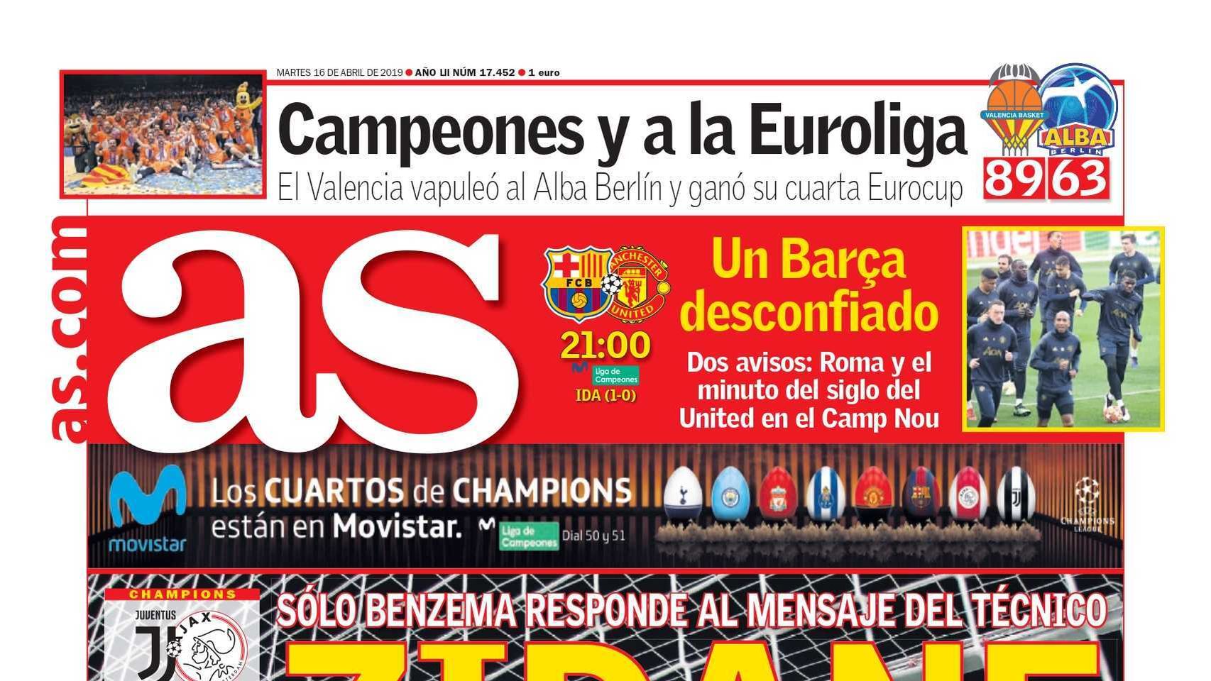 Portada diario AS (16/4/2019)