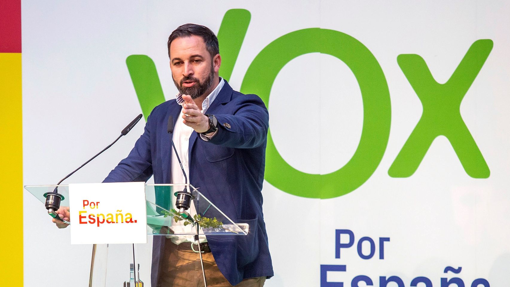 Santiago Abascal, líder de Vox, el pasado domingo en un acto en Burgos.