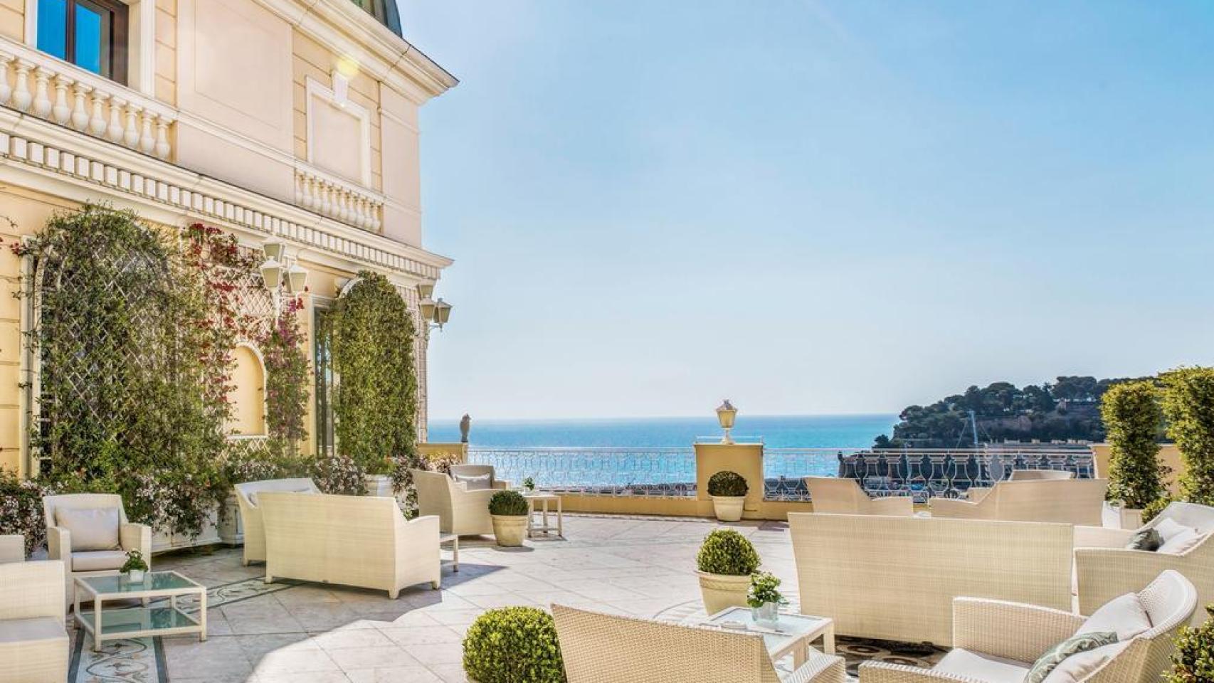Una de las terraza del hotel Hermitage en Montecarlo.