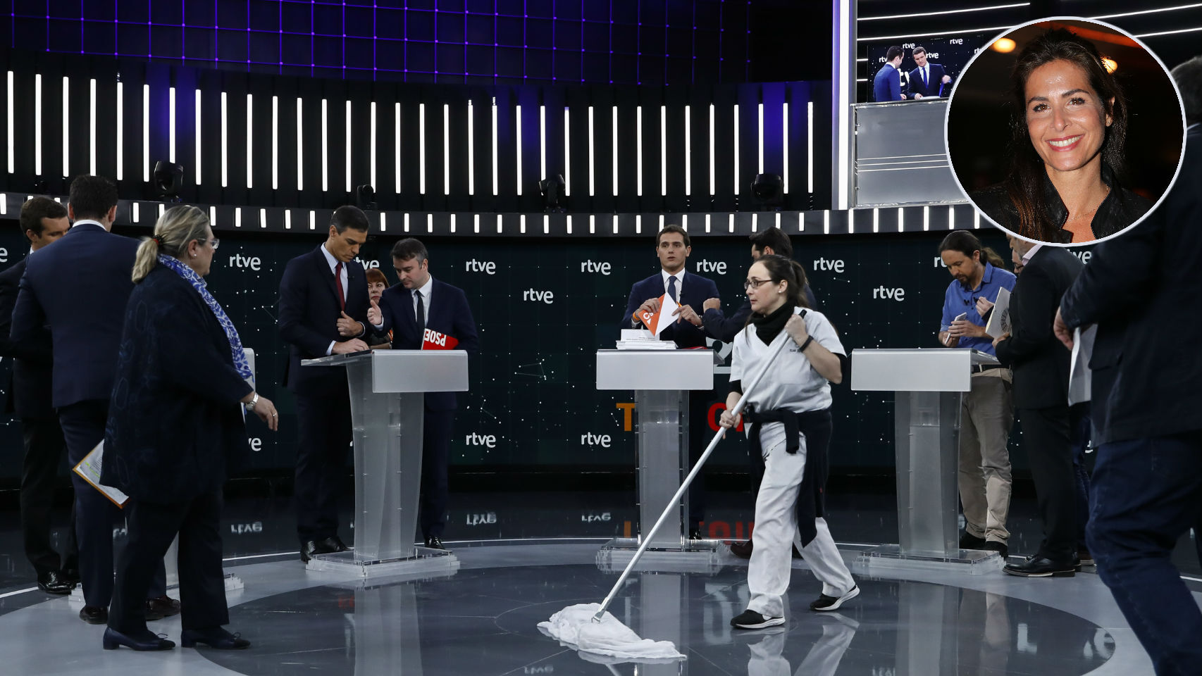 Nuria Roca en montaje JALEOS junto a la limpiadora.