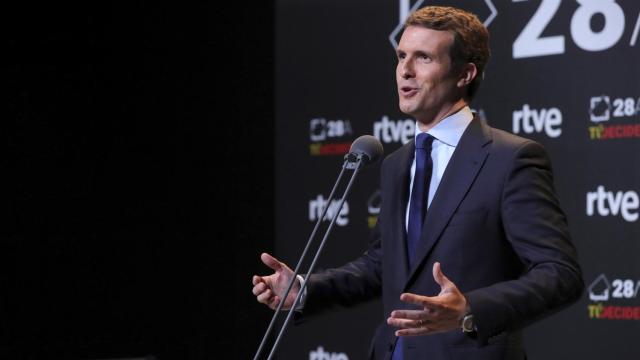 Pablo Casado, durante su intervención en el debate de TVE.