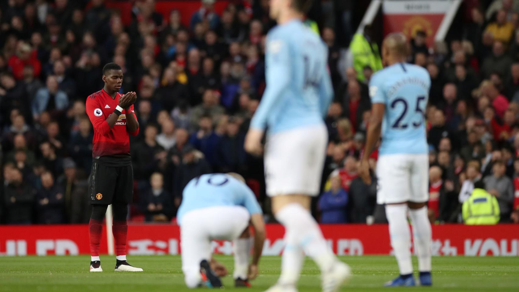 Pogba durante la derrota contra la derrota del Manchester City (0-2).