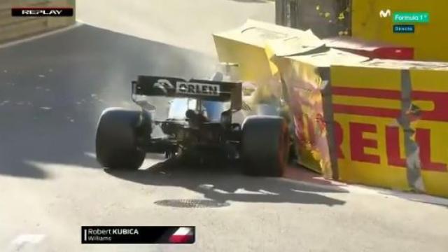 Brutal accidente de Kubica en la clasificación del GP de Azerbaiyán de F1