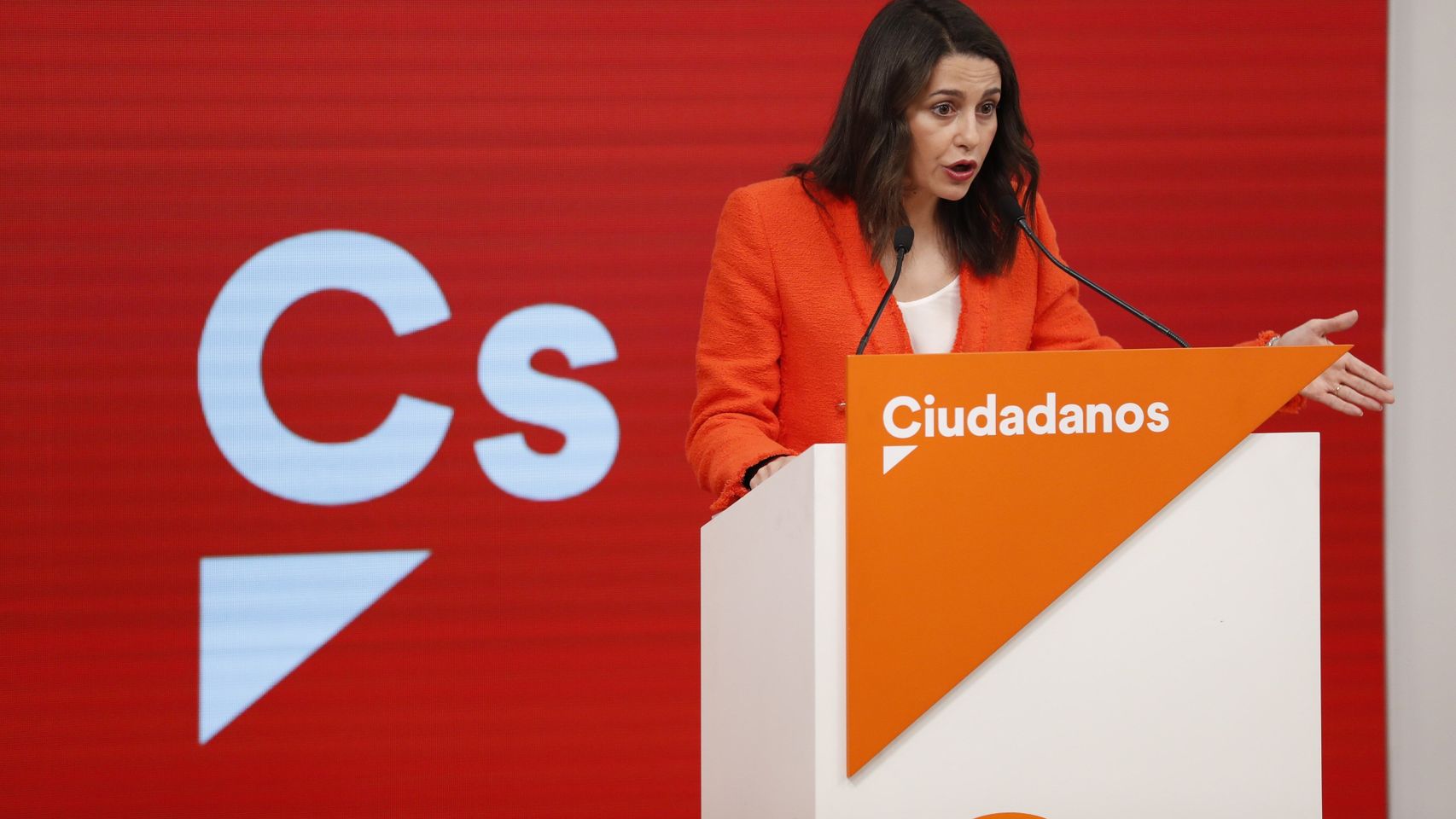 Arrimadas, durante su primera comparecencia tras las elecciones.