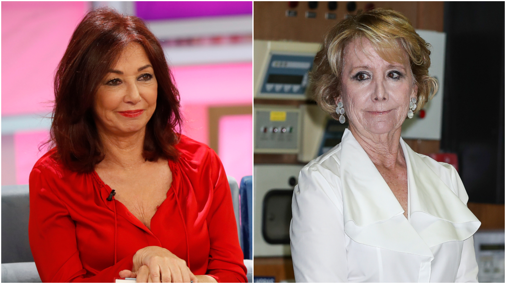 Ana Rosa Quintana y Esperanza Aguirre en un montaje de JALEOS.