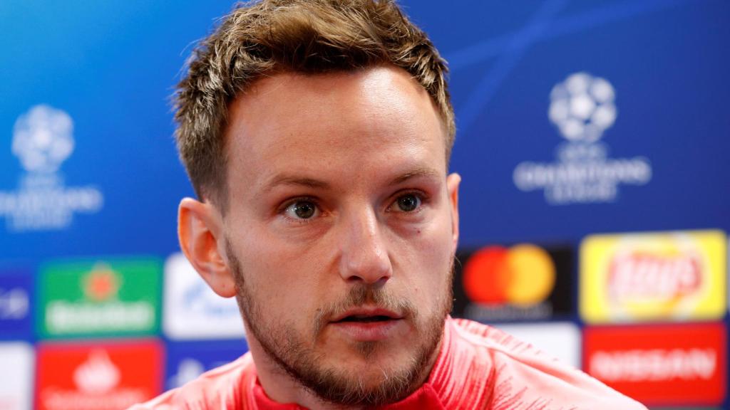Rakitic, durante la rueda de prensa previa al partido ante el Liverpool