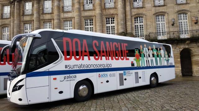 Unidad móvil de donación de sangre.