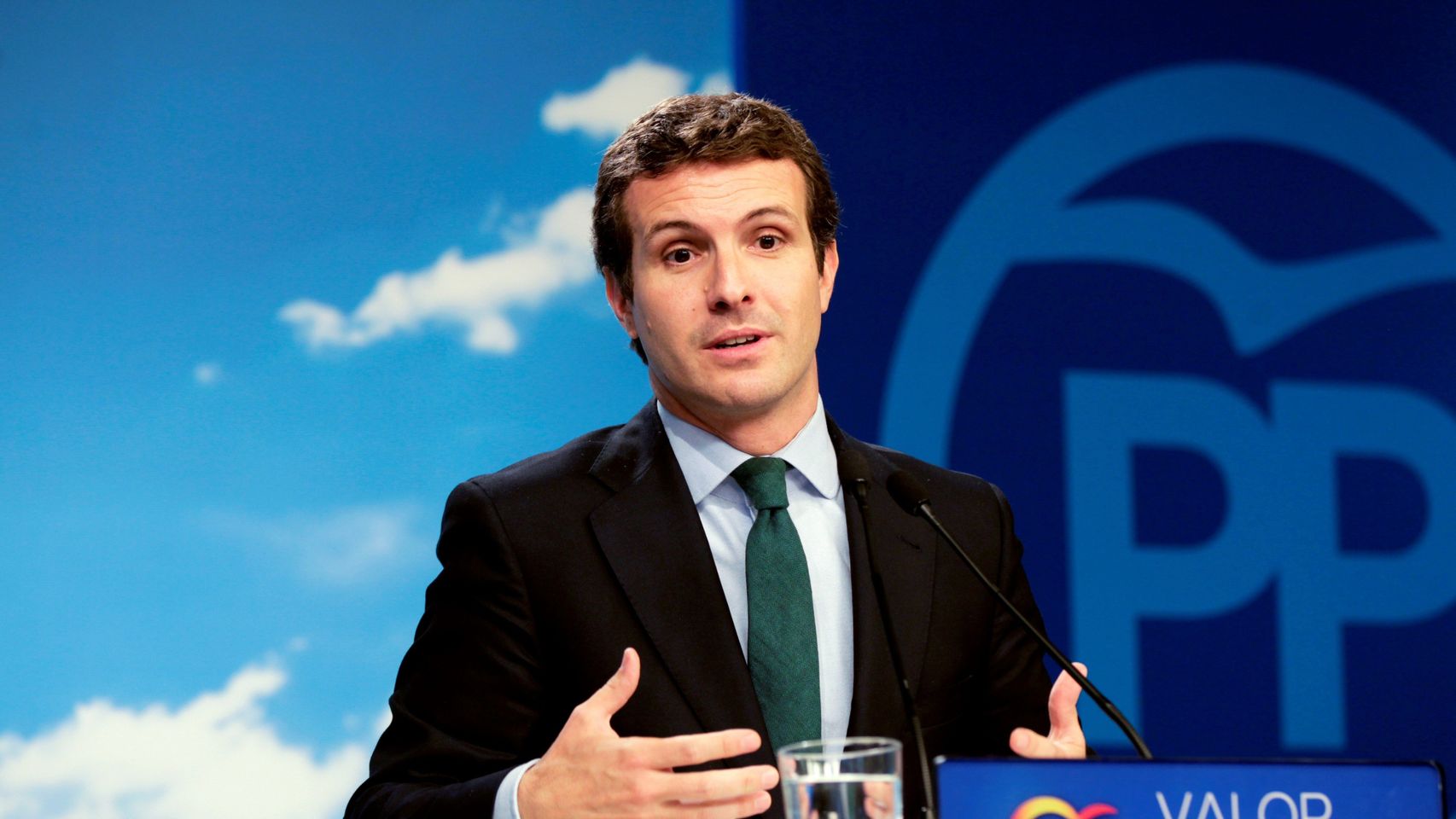 Pablo Casado, durante una comparecencia en Génova.