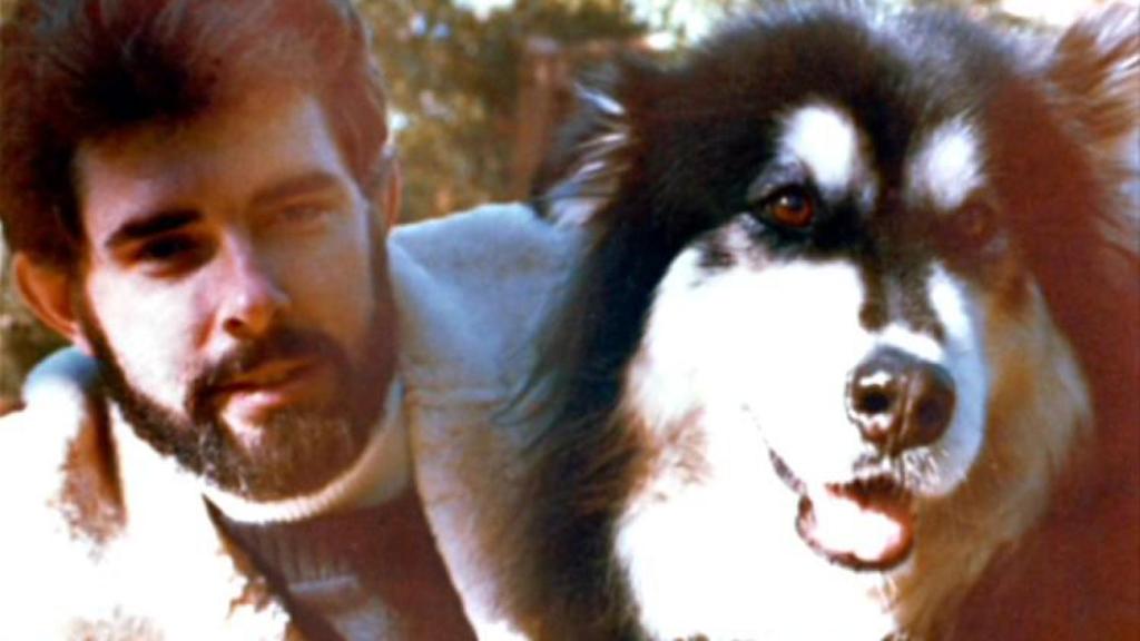 George Lucas y su perro Indiana.