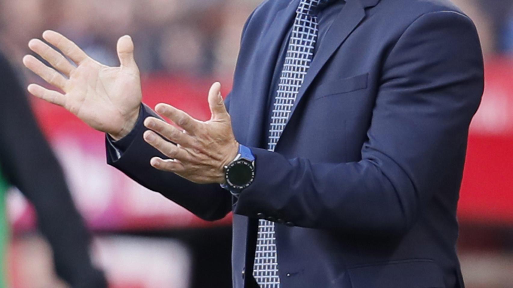 Paco Jémez, en el banquillo del Rayo