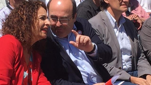 Miquel Iceta, junto a María Jesús Montero, hoy en Montmeló.
