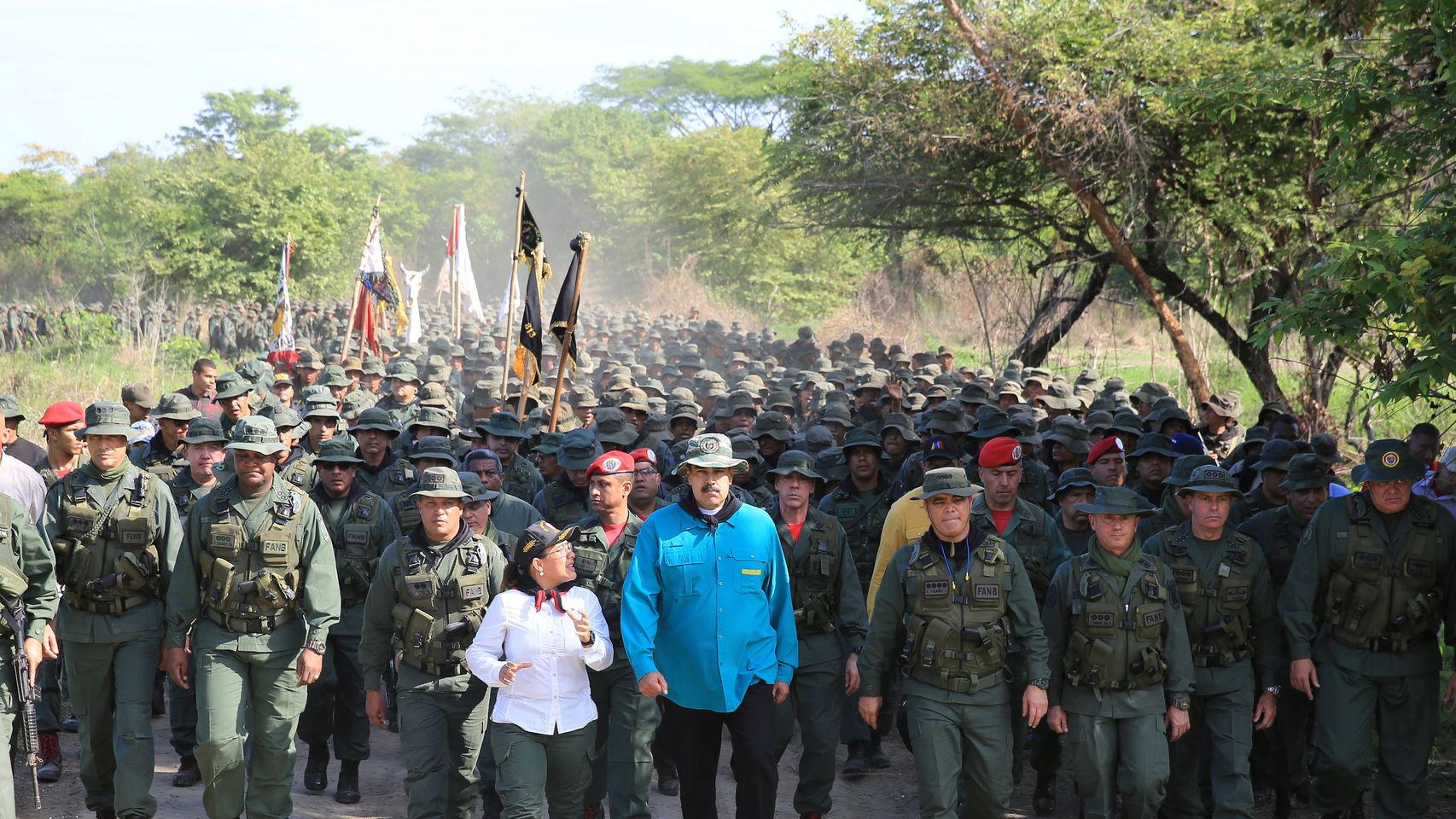 Maduro, con las tropas participantes en las prácticas.