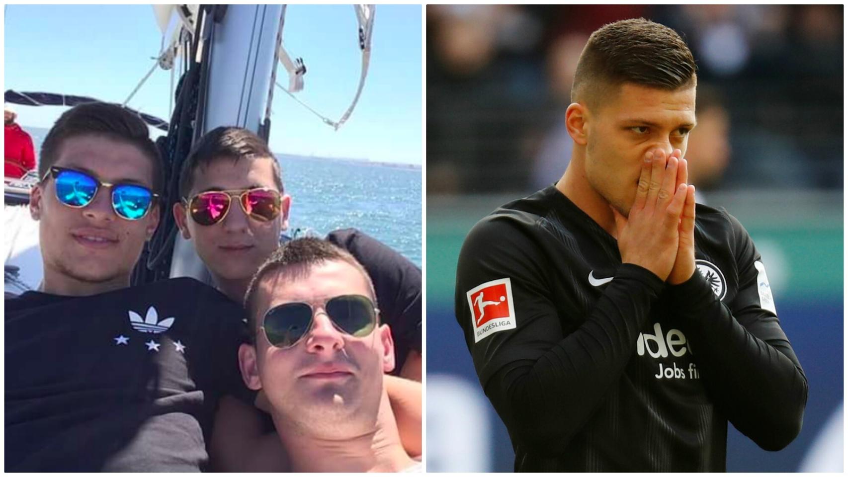 Sreten Jovic (arriba a la derecha) junto al delantero del Eintracht