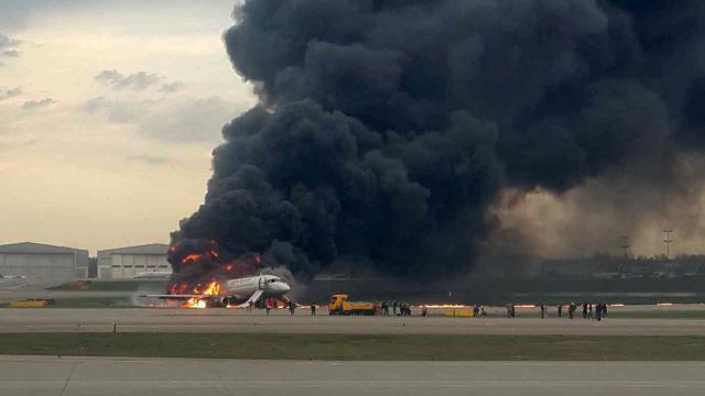 Imagen del avión en el aeropuerto moscovita.