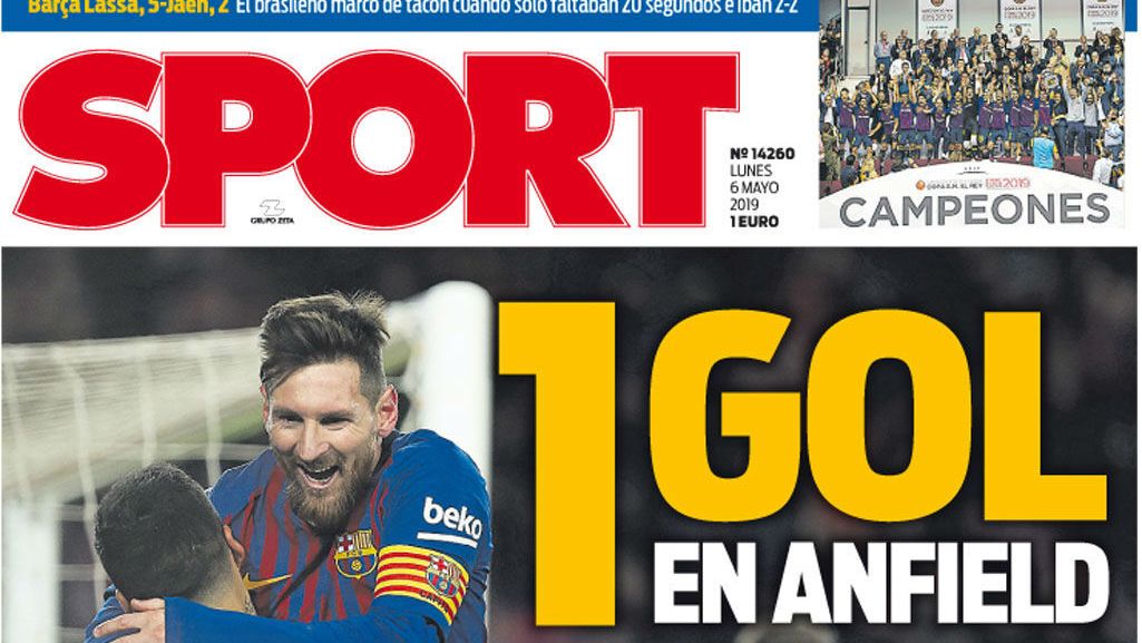 Portada diario Sport. 6 de mayo 2019.