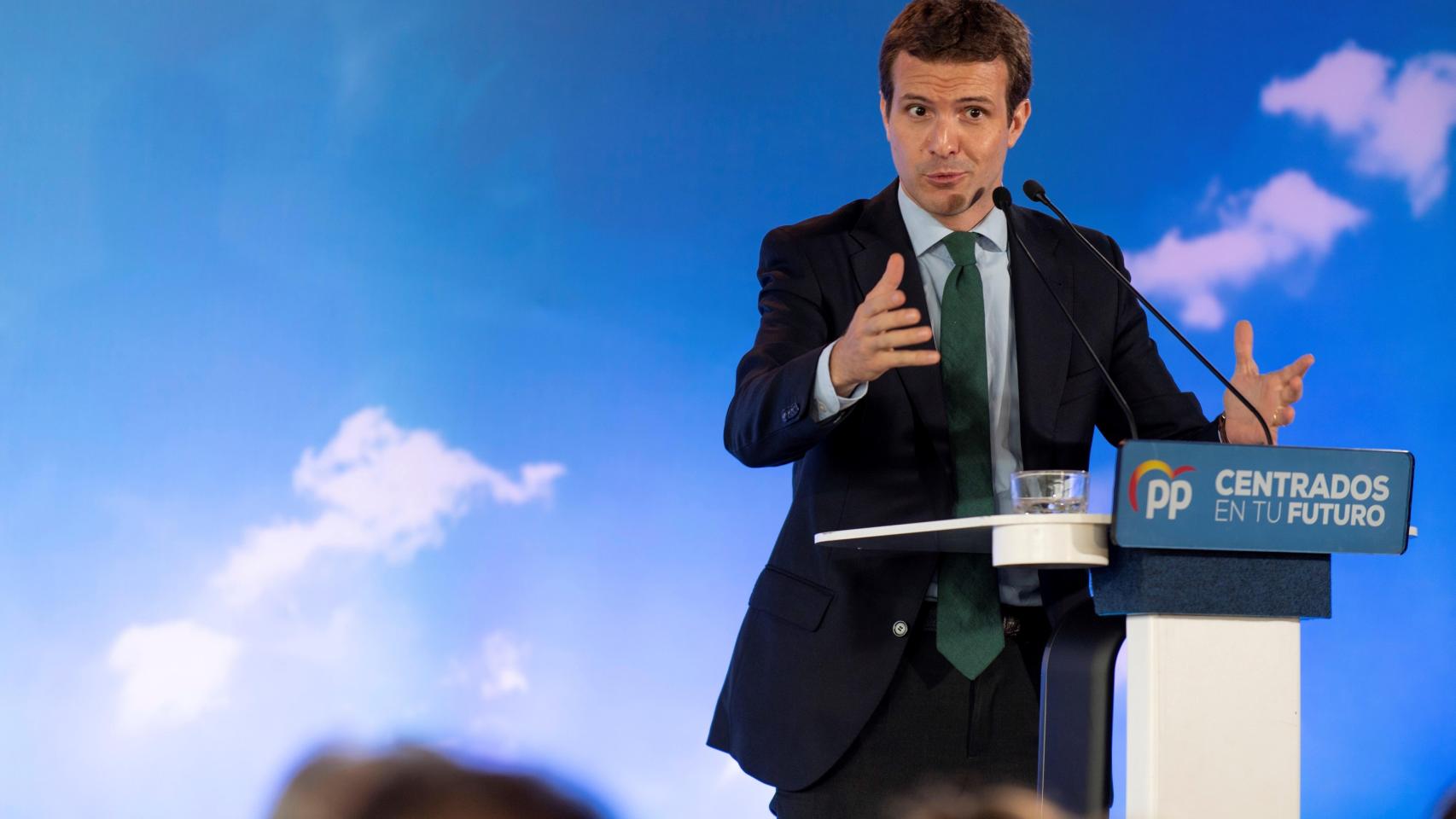 Pablo Casado durante la presentación del programa marco de las autonómicas y locales.