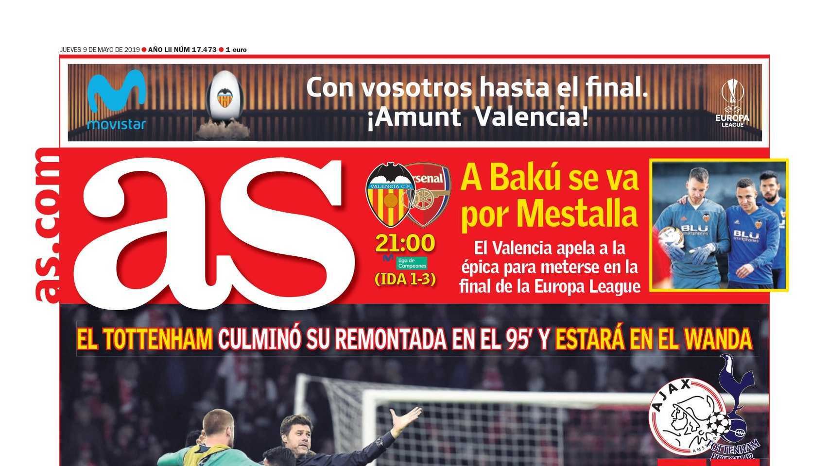 Portada diario AS (9/5/2019)