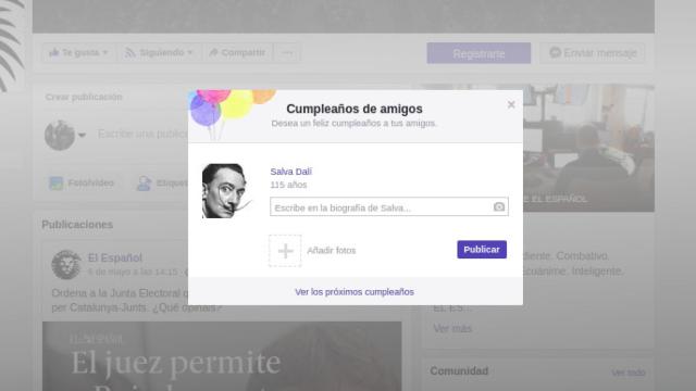 Así nos anunciaría el Facebook que hoy está de cumpleaños Salvador Dalí