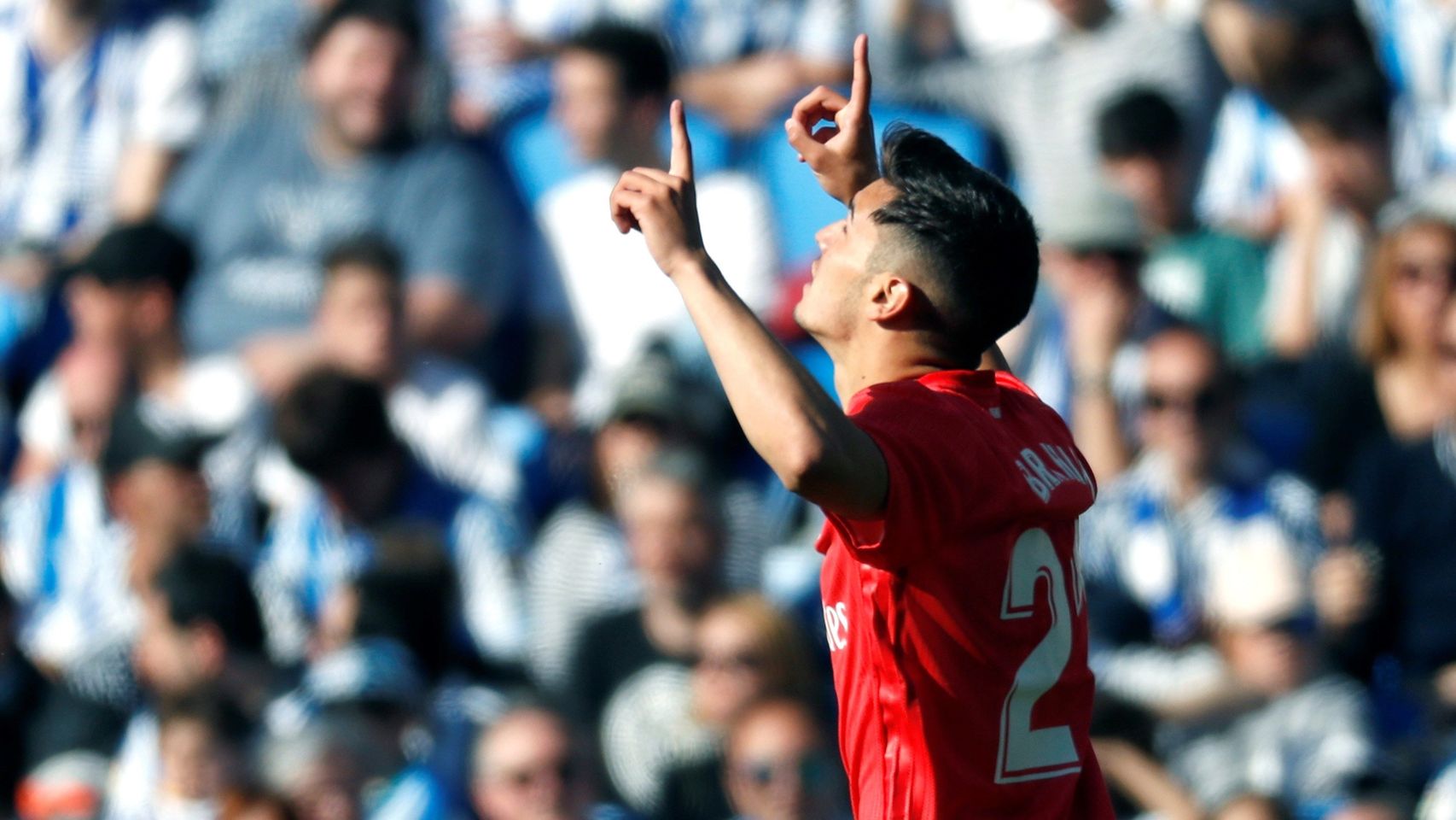Brahim celebra su primer gol con el Real Madrid