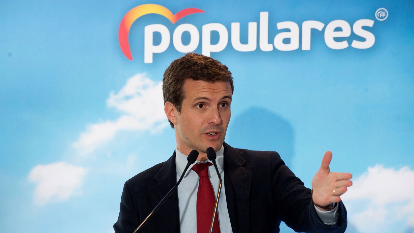 El presidente del PP, Pablo Casado, en un acto de campaña del 26-M.