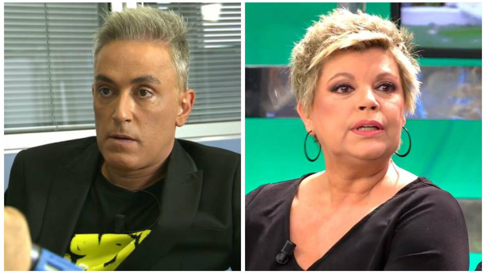 Kiko Hernández junto a una imagen de Terelu en su última tarde en 'Sálvame'.